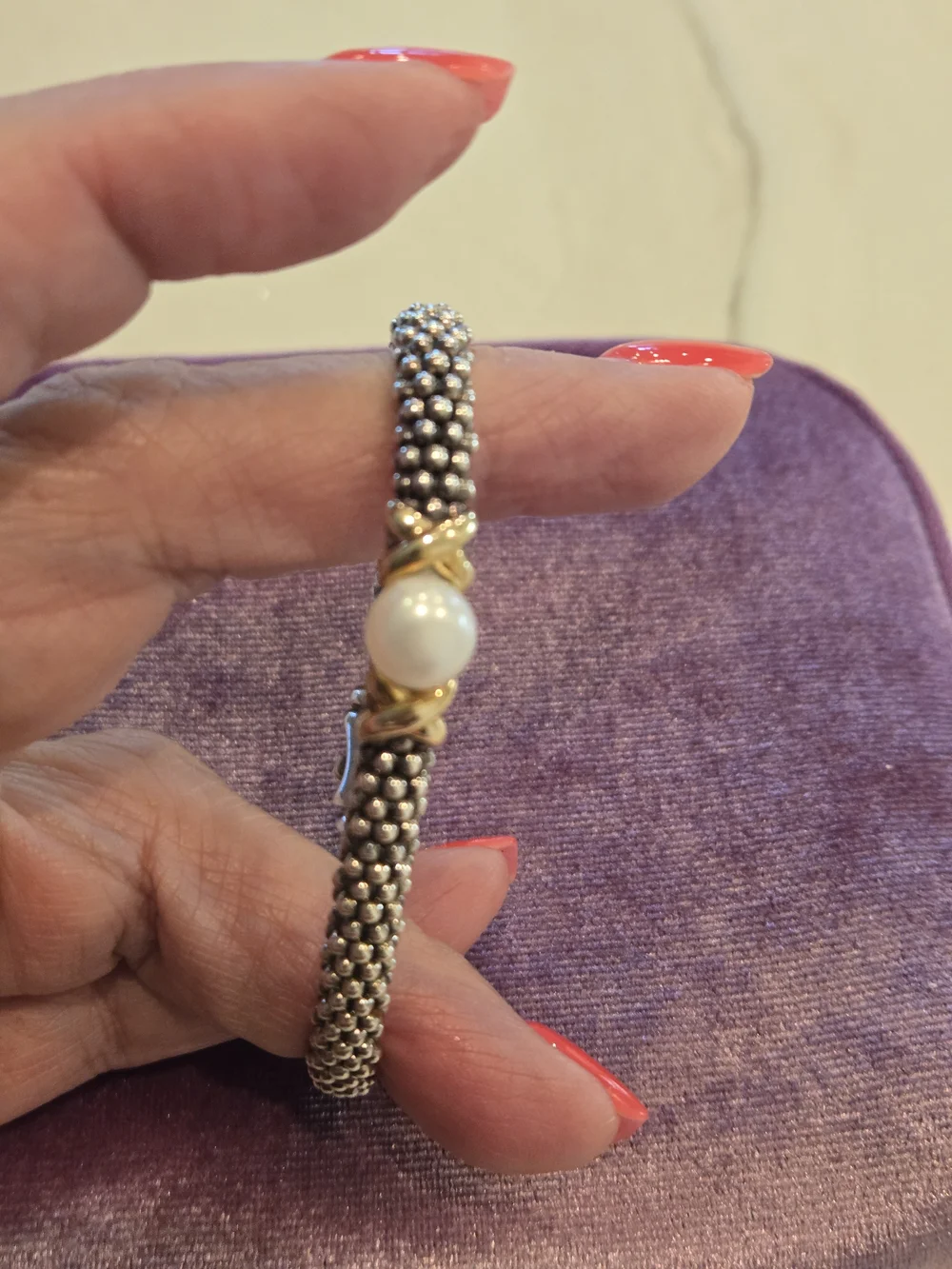 LAGOS Two-Tone Pearl Bracelet with 18k Gold X Accents